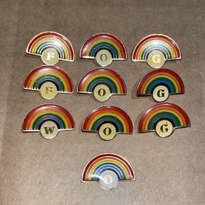 Vintage SWIB 1980 Lapel Pin Pinback Rainbow Letters Enamel LGBTQ Pride Bundle